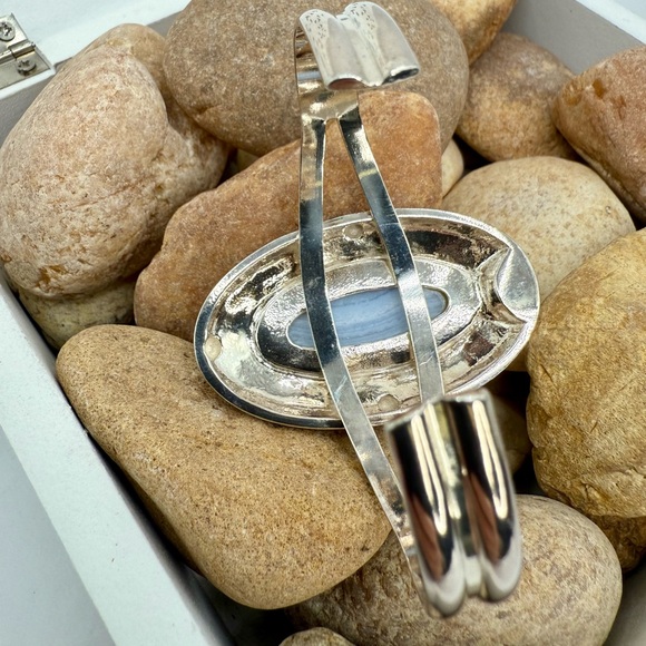 Carolyn Pollack American West Sterling Silver Blue Lace Agate Cuff 6.5” - Picture 7 of 14